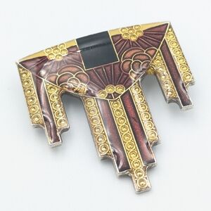 Vintage Bex-style Art Deco Enamel and rhinestone brooch pin